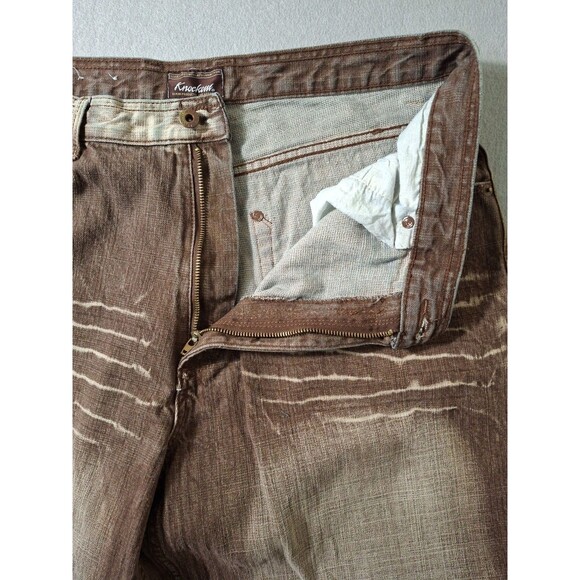 Knockout Jeans Men 36x32 Brown Whiskering Baggy Grunge Wide Leg Hip Hop Y2K EUC - Picture 8 of 13